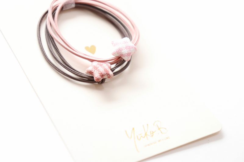 Haargummis - Vichy-Sternenbänder Pink