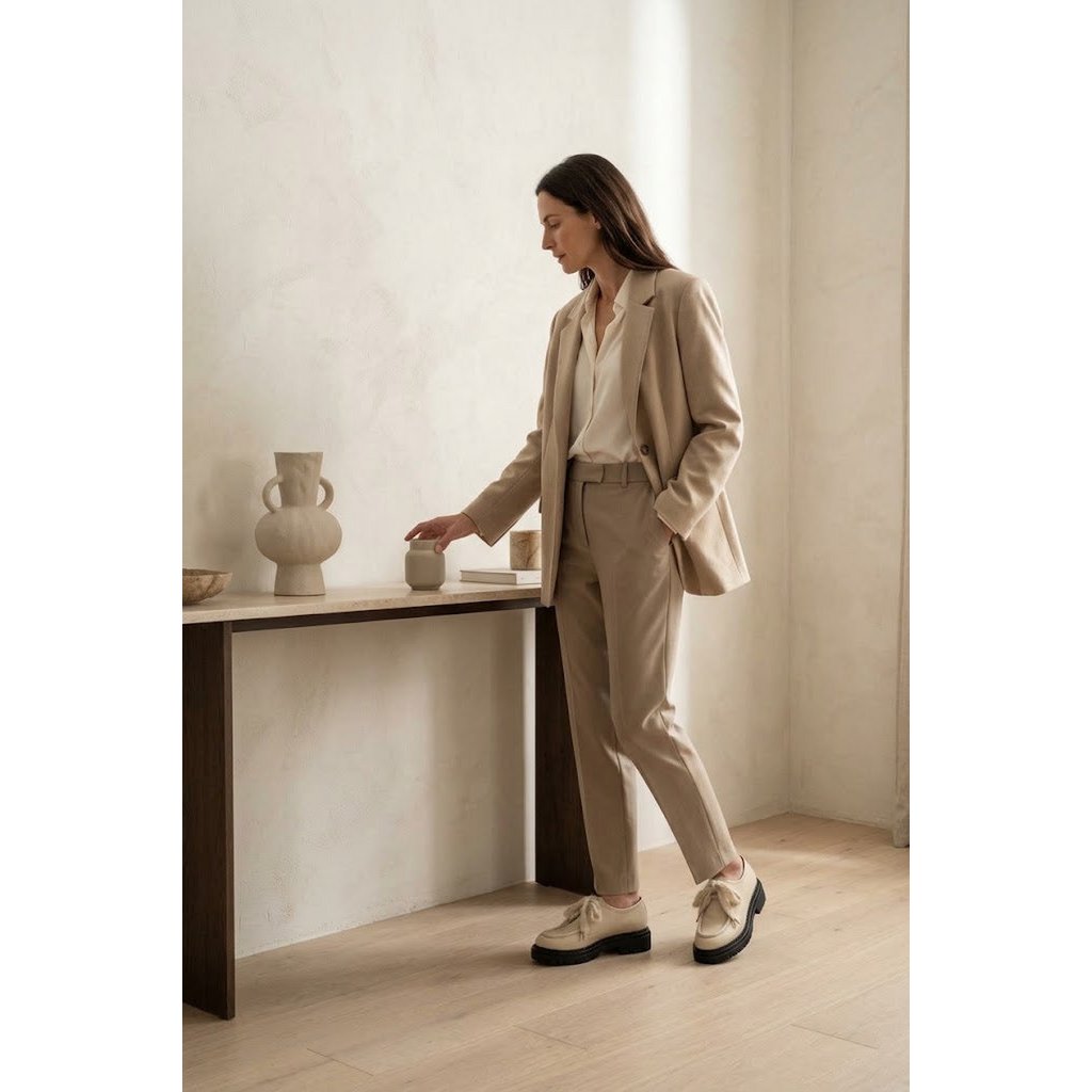 ODDA ALIAS LATTE – Leren dikke loafers met platformzool