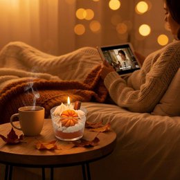 LAVURI Spicy Pumpkin Dessert Candle CUP, cinnamon scent handmade bio vegan soy wax - Duftkerze