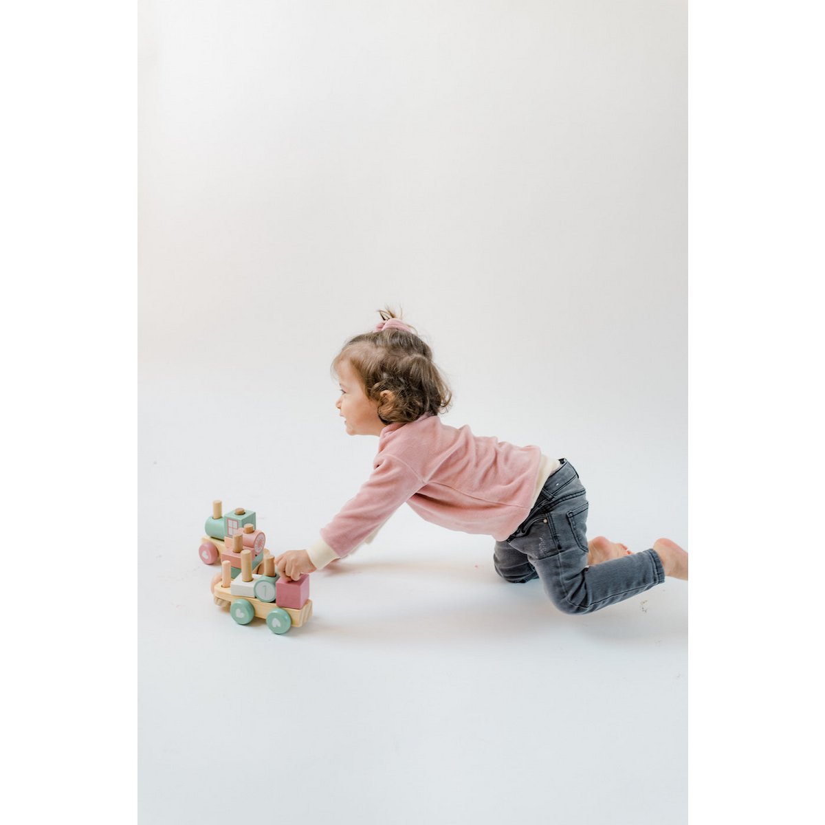 *Bestseller* Sustainable Color-block Baby Sweater | Mauve med Ecru arm | 100% GOTS certificeret økologisk bomuld