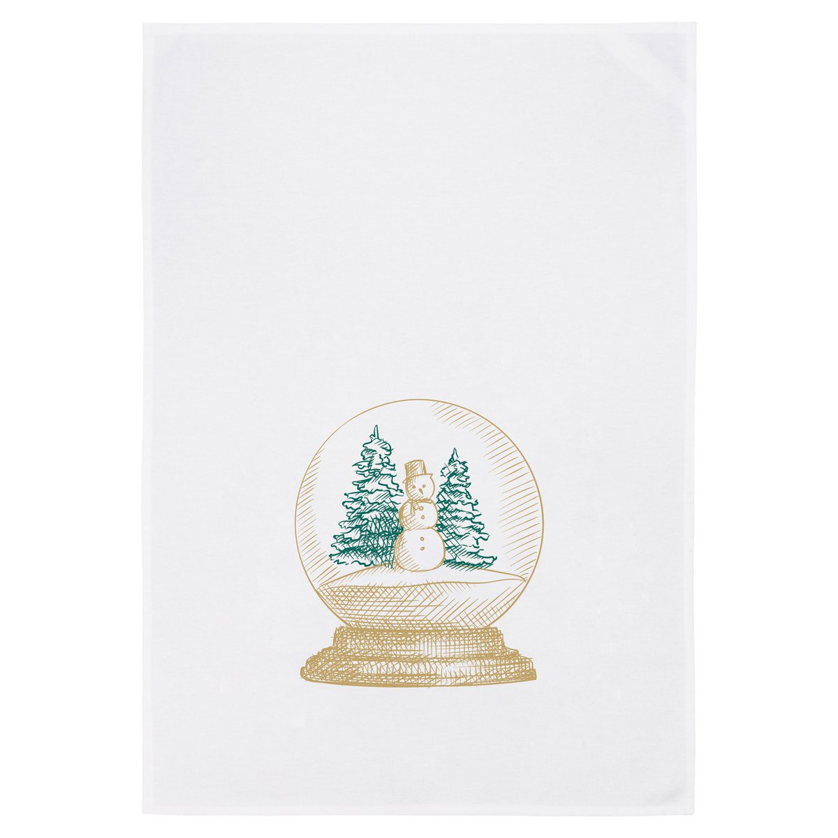 Tea towel white, snow globe
