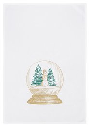 Tea towel white, snow globe