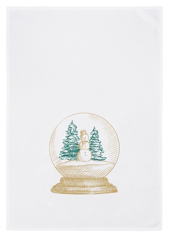 Tea towel white, snow globe