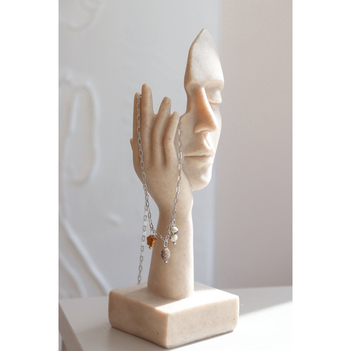 Collana con diaspro e labradorite marrone - Argento