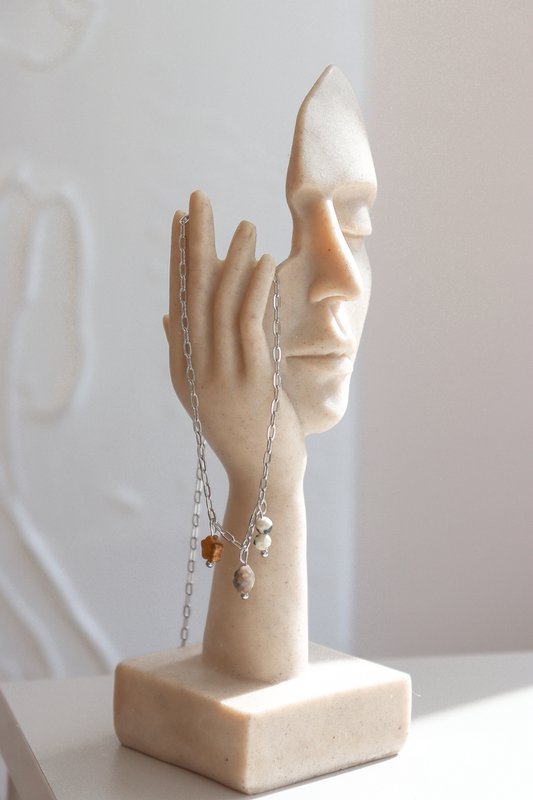 Collana con diaspro e labradorite marrone - Argento