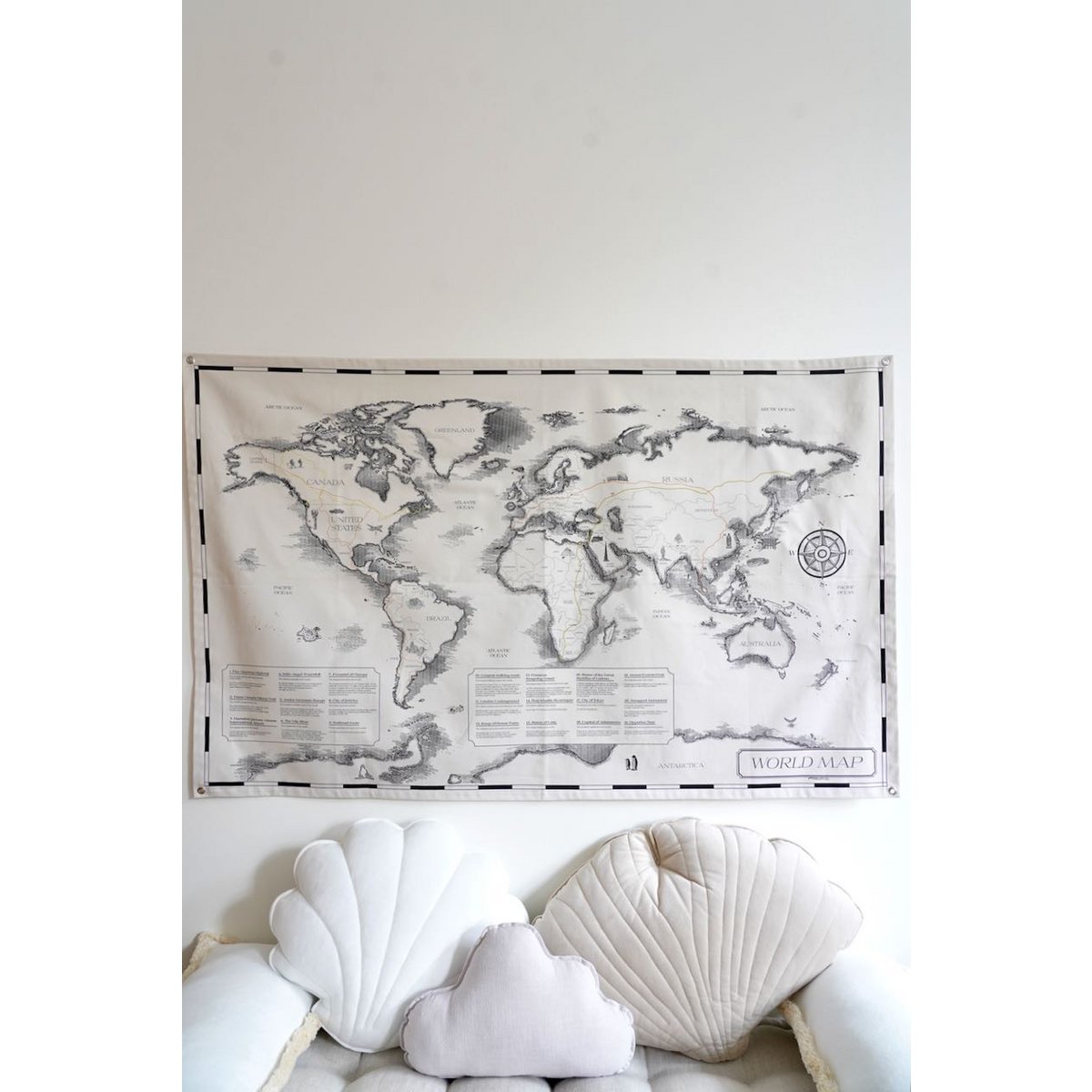 Cotton world map for children "Civilisational achievements"