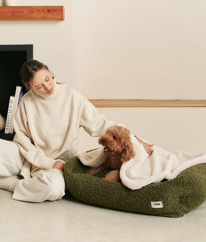 Lys beige pelseffekt hundetæppe, Toia