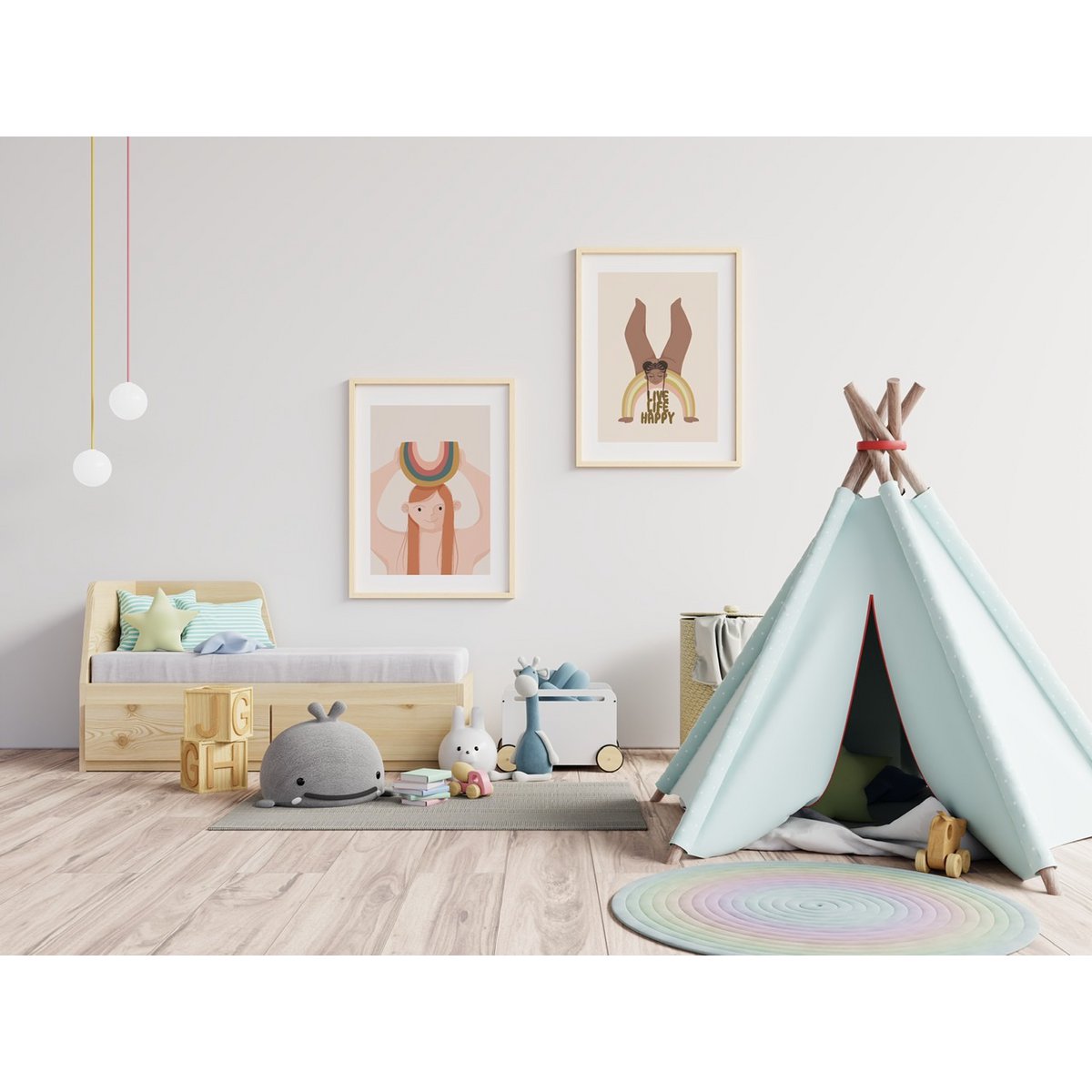 Rainbow Series (Live Life Happy) Czarna dziewczyna Dzieci Przedszkole Sypialnia Wall Art