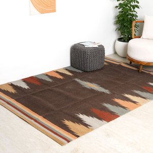 Hand Woven Traditional Kilim Rug – Wool Bamboo Silk