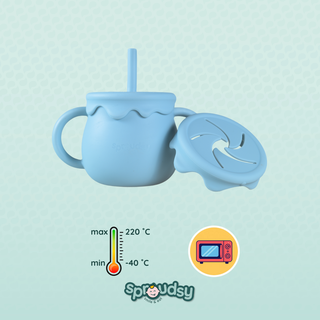 Tazza da allenamento per bebè con cannuccia – Nuvole