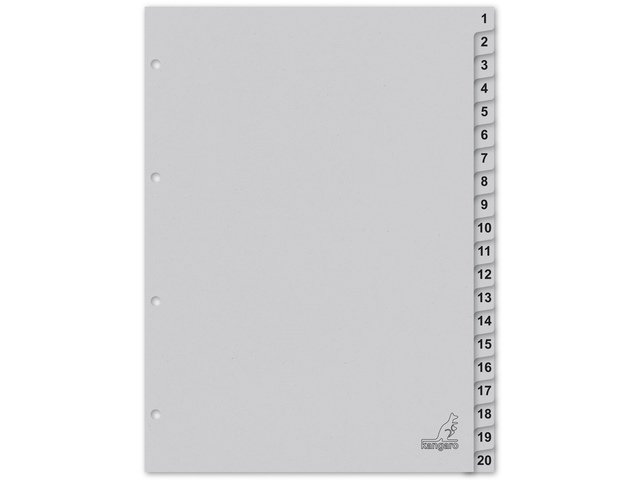 ECO Tab Kangaro A4 numbers 180gr gray cardboard 4r 20pcs FSC