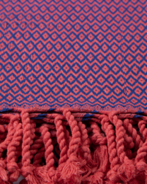 SAMOS Cotton Hammam Beach & Sauna Towel – Compact – Fuchsia / Blue - 180x100 cm