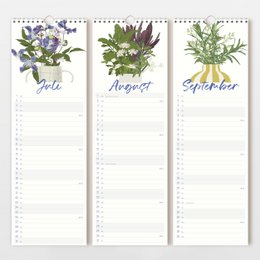 Wandkalender 2027 mit handgezeichneten Blumenvasen