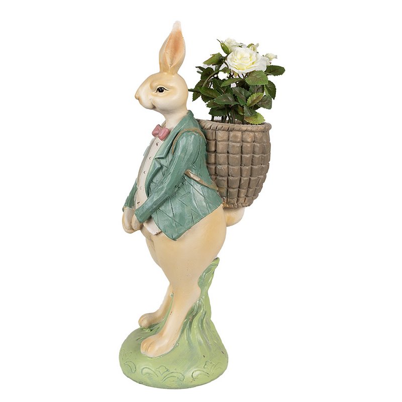 Rabbit statue 30 cm Brown Green Polyresin Easter decoration
