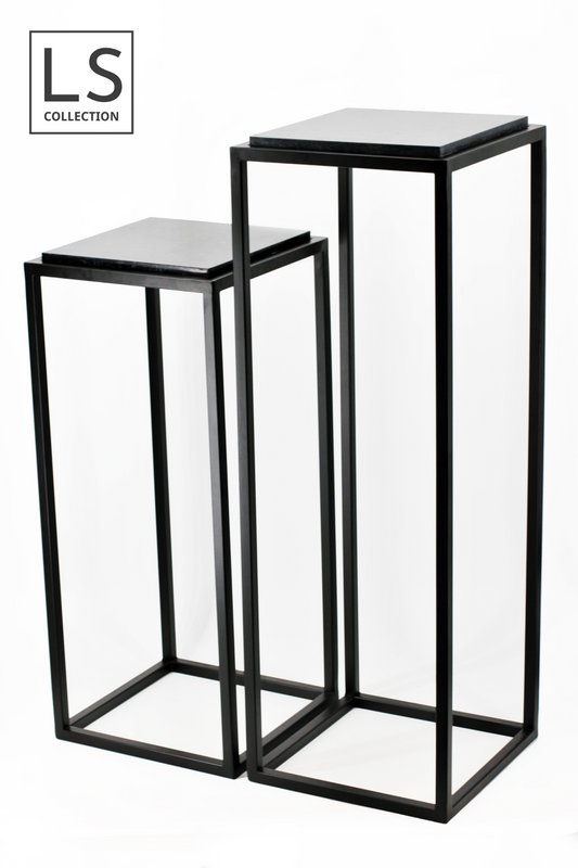LS Collection® - Plant table - Poky - column - Plant column - Black - Pillar - Plant aid - With Store Stone - 80x35x35cm - Pedestal - Heavy - Sturdy - Plant Stand Inside