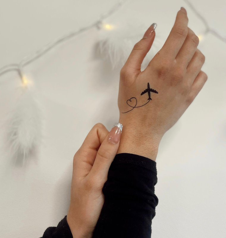 Tijdelijke tattoo: Vliegtuig Hart