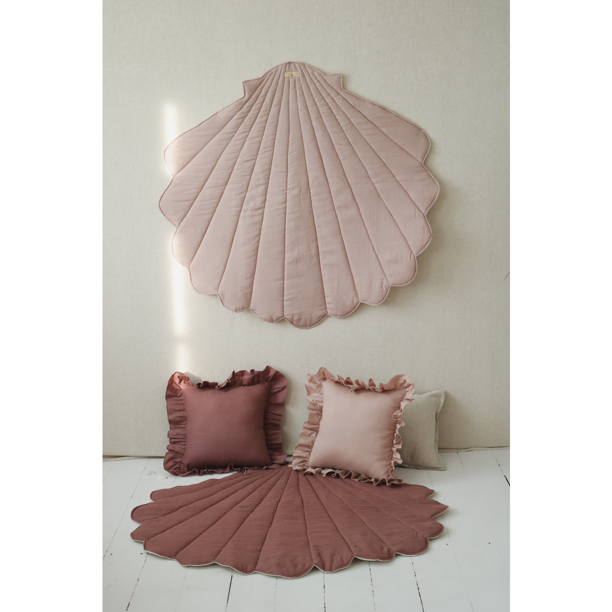 Lniana mata na muszlę „Puder Pink”