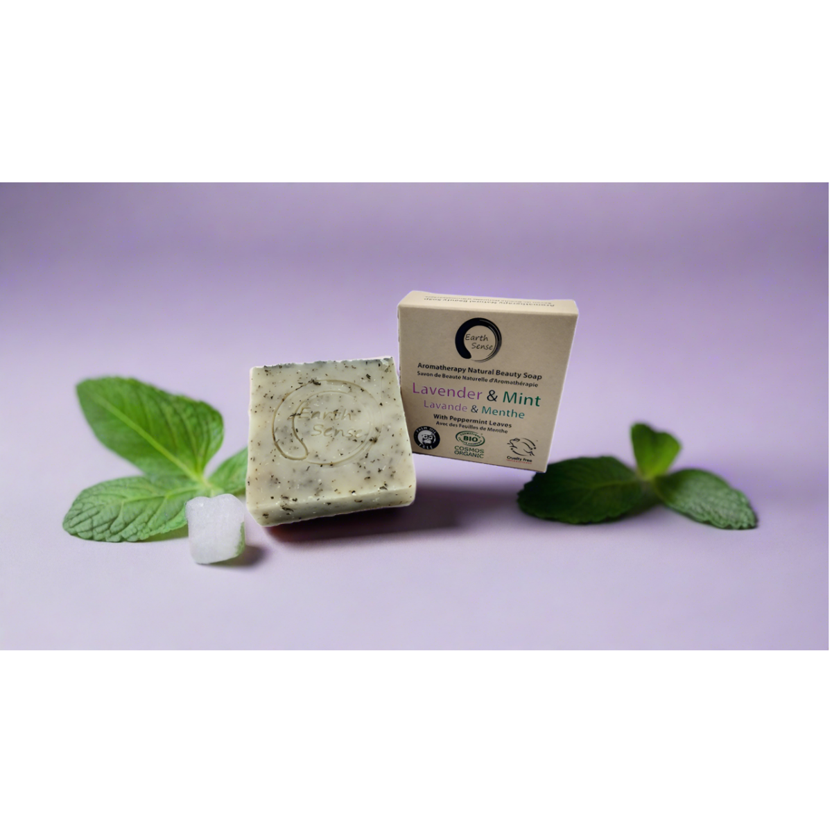 Organic Certified Solid Soap - Lavender & Mint with Shredded Mint Leaves 90g