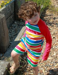 Kinder Schwimmshorts mit Happy Streifen, UV-Schutz UPF 50+