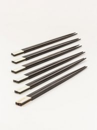 Set de 6 pares de palillos en ébano y hueso