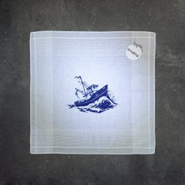 Mouchoir en coton blanc coupe/bateau