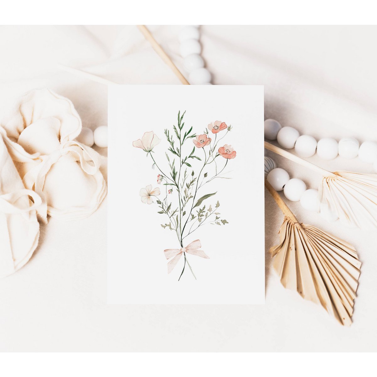 Flores de primavera de rubor con arco, póster de flores silvestres rosadas, estampado de ramo de flores silvestres, huella de guardería floral, póster botánico, póster de flores, huella de vivero floral, póster de flores silvestres, póster de vivero 