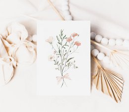 Flores de primavera de rubor con arco, póster de flores silvestres rosadas, estampado de ramo de flores silvestres, huella de guardería floral, póster botánico, póster de flores, huella de vivero floral, póster de flores silvestres, póster de vivero 