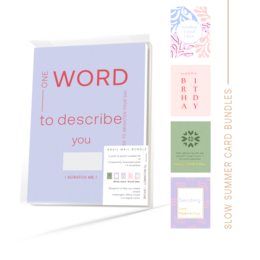 Playful modern stationery bundle featuring a variety of colorful cards and envelopes for an offline writing experience.