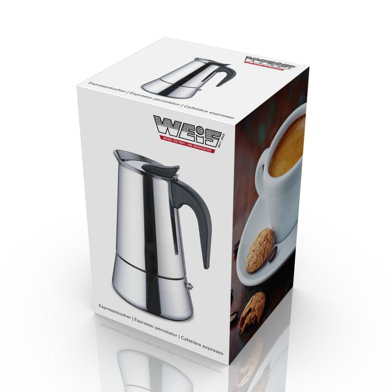 Stainless steel espresso maker for 6 cups