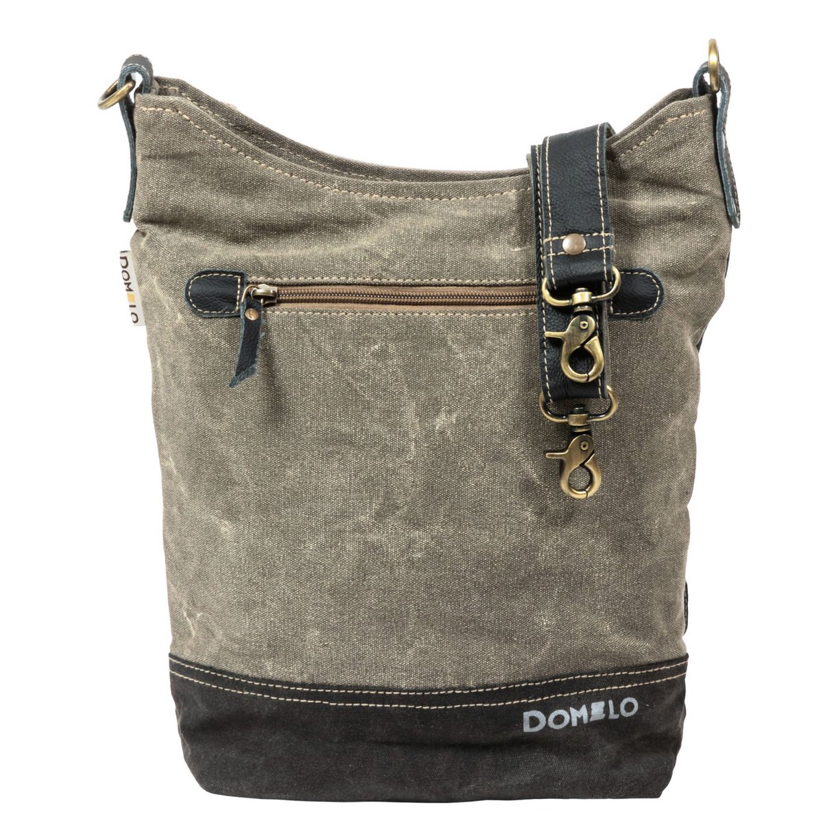 Domelo traditionele tas voor dames - dirndl tas met edelweiss & bloemen - canvas schoudertas zwart grijs - schoudertas voor Oktoberfest, traditionele outfit & dagelijks leven - Doemlo damestas