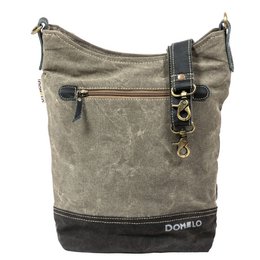 Domelo traditionele tas voor dames - dirndl tas met edelweiss & bloemen - canvas schoudertas zwart grijs - schoudertas voor Oktoberfest, traditionele outfit & dagelijks leven - Doemlo damestas