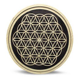 Houten Crystal Grid Dienblad Flower of Life Reverse 30 cm Set van 2
