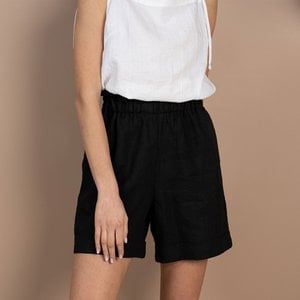 100% Linen Shorts Demi Pure Black