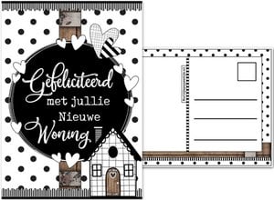 A6 kaart met tekst '' Gefeliciteerd met jullie nieuwe woning''.