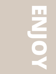Beige and white garden poster with the text "ENJOY" in large letters. The poster has a minimalist, modern design that would complement a variety of garden or outdoor decor styles.