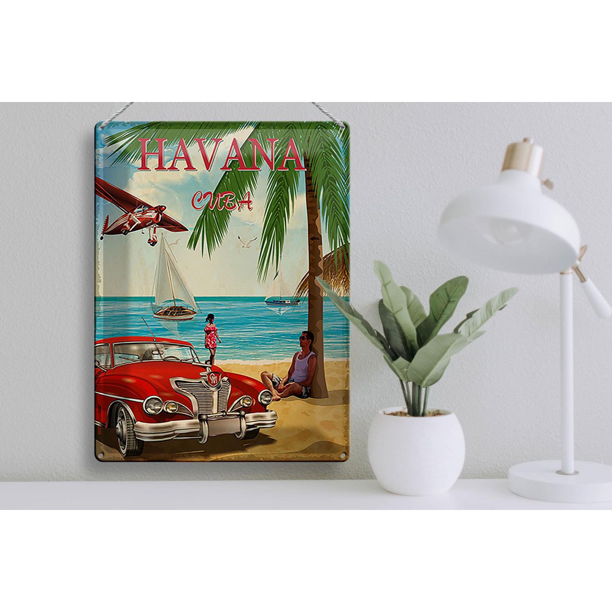 Tin Sign Havana 30x40cm Cuba Retro Holiday Palm Trees