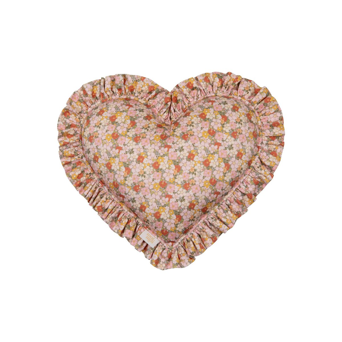 Coussin coeur double face avec volant « jardin vert »