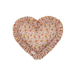 Coussin coeur double face avec volant « jardin vert »