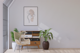 Boho abstracte pioenposter