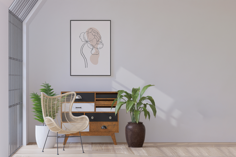 Poster di peonia astratta Boho