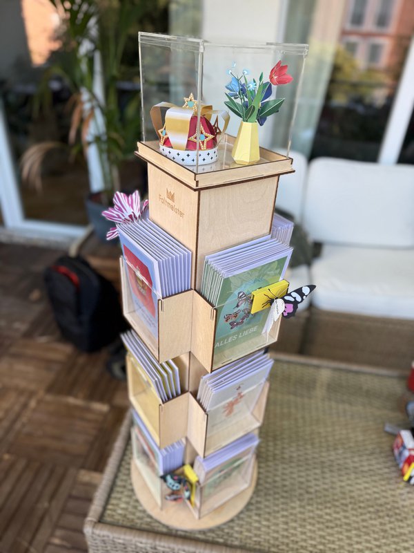 Faltmeister POS Display - Holzdrehständer Gross