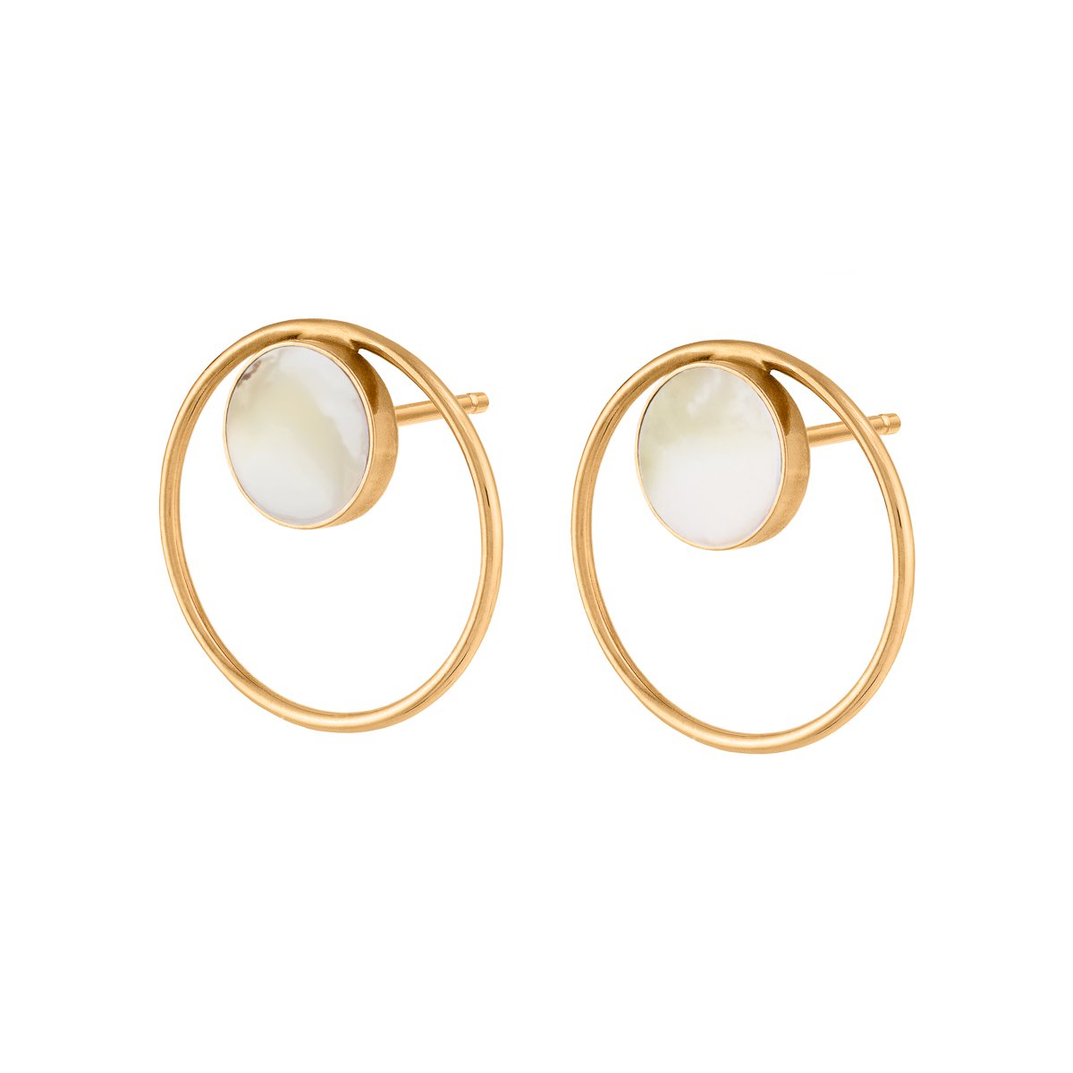 Boucles d'oreilles avec opale en pierre blanche en cercle