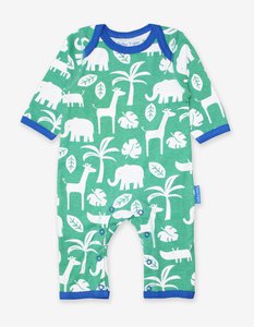 Bio-Baumwoll Baby Schlafanzug einteilig mit Dschungel-Druck