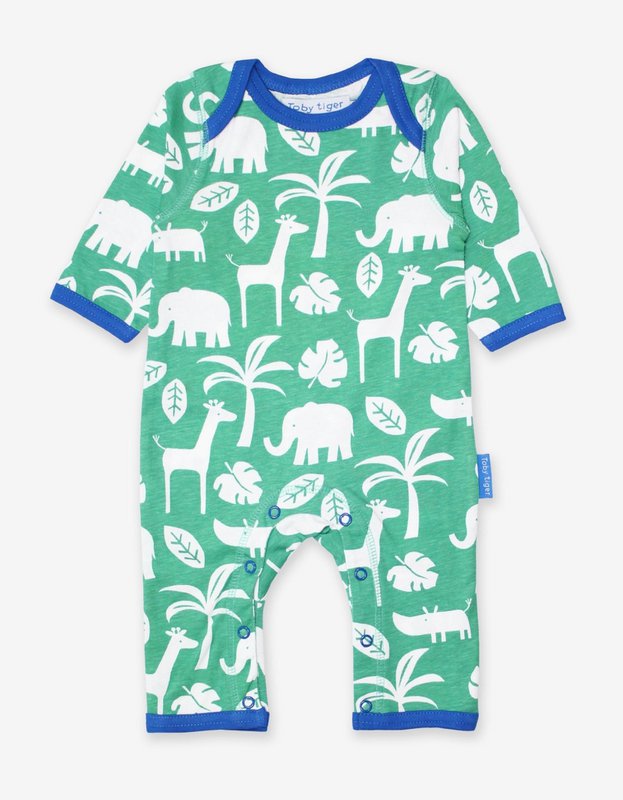 Organisk bomulds baby pyjamas med et jungleprint