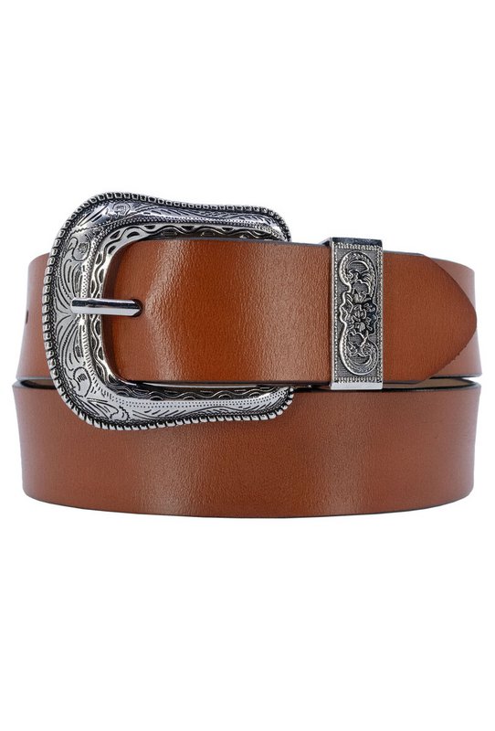 Cinturón ancho de mujer de piel con hebilla estilo western 607-40