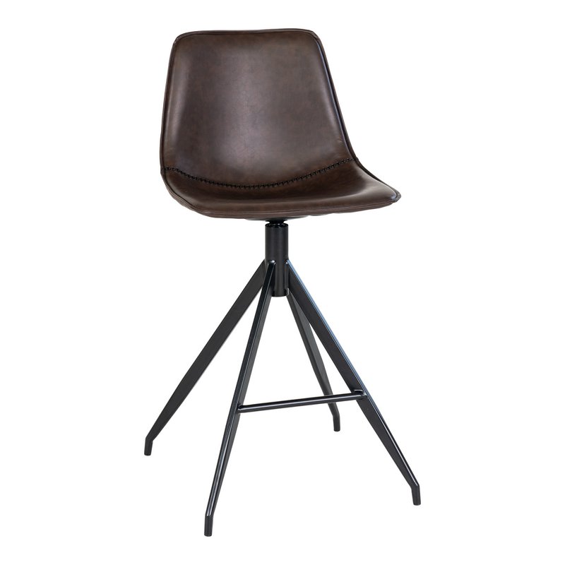 Monaco Counter Chair - Brown, PU/Steel, 51x44x96 cm - Set of 2