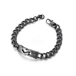 Bracelet à chaîne de trottoir en acier inoxydable noirci en gras