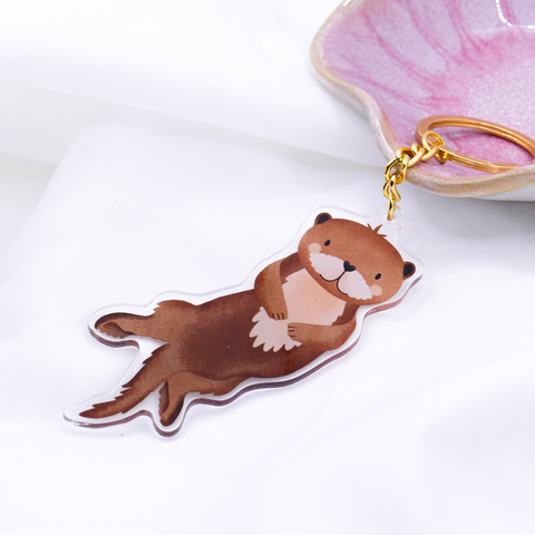 Schlüsselanhänger Otter Tier Acryl - Geschenk Einzug Fischotter süßer Schlüsselanhänger