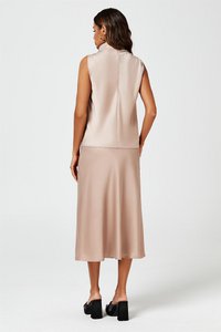 Satin Midi Rock in hellbraun