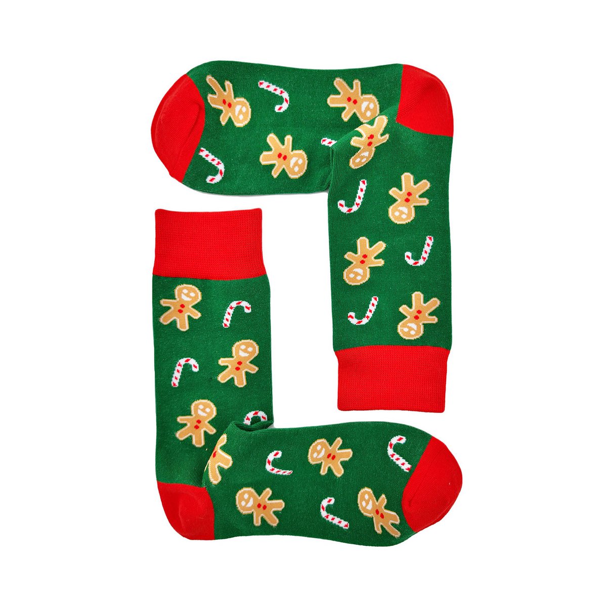 Socks - Green with gingerbread men ADULTS & KIDS